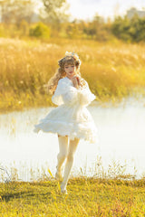 White Multi-layer Dream Dance Print Embroidery Tulle Sweet Princess Lolita Jsk Dress - Product - 5