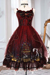 Red Rotten Forest Chiffon Gothic Lolita JSK Dress - Red - 1
