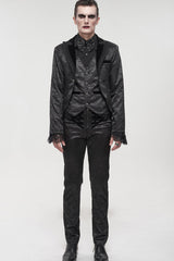 Black Gothic Bright Pattern Printed Decoration Swallowtail Men's Coat - Product - 6