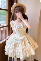 Mint Milk Green Sleeveless Ruffle Bowknot Lace Sweet Ballet Lolita Jsk Dress - Product - 6