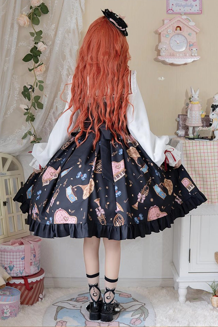 Bear Band Long Sleeves Print Ruffle Bowknot Lace Sweet Elegant Princess (Dress Only) detail view 5