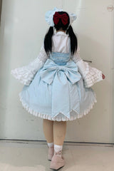 [Grisha] Sleeveless Triple-Layered Ruffle Cardigan Bowknot Lace Sweet Plus Size Lolita Jsk Dress 3 Colors - Product - 3