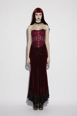 Red Embroidered Lace Lace-Up Slim Sheer Strappy Women's Gothic Corset - Product - 2