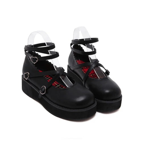 Black Doll Round Toe Soft Sister Cute Student Platform Shoes - Black - 1