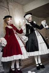 Red [Letters and Poems · Nutcracker Box] Long Sleeves Ruffled Open-Front Bow Lace-Up Gothic Lolita Dress - Product - 7