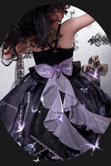 Black [Feast of Bones] Halterneck Multi-Layered Print Ruffle Lace Gothic Elegant Lolita Jsk Dress - Product - 6