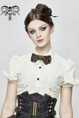 Brown Adjustable Crackled Metal Women's Gothic Decorative Bow Tie - Product - 2