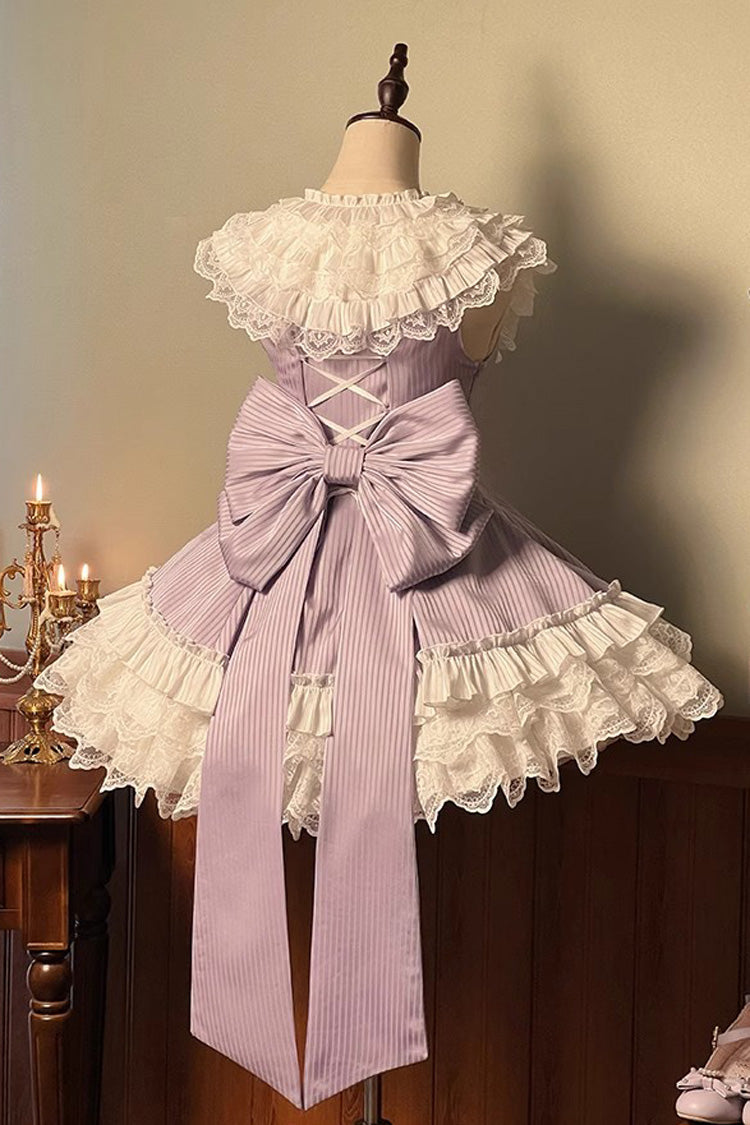 Purple [Miss Tsundere] Sleeveless Multi-Layered Ruffle Bowknot Lace Asymmetric Sweet Princess Lolita Dress - Product - 3
