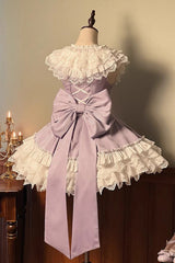 Purple [Miss Tsundere] Sleeveless Multi-Layered Ruffle Bowknot Lace Asymmetric Sweet Princess Lolita Dress - Product - 3