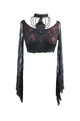 Black Lace Super Short Openwork Sunscreen Long Sleeve Women's Gothic Shirt - Product - 5