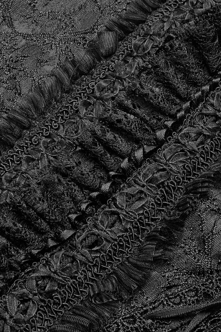 Black Stand Collar Sleeveless Floral Embroidery Lace Mesh Women's Gothic Waistcoat - Product - 5