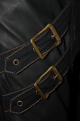 Punk Rock Bronze Fitted Leather Cross Mens Pants - Product - 9