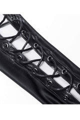 Black/Grey Gothic Perspective Elasticity Skeleton Print Cross Tie Rope Design Mesh Women's T-Shirt - Product - 7
