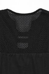 Black Sleeveless Plunging Stitching Mesh Women's Punk Vest - Product - 6