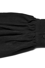 Black Stand Collar Long Lantern Sleeves Floral Jacquard Men's Gothic Blouse - Product - 6