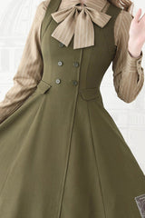 Green [Misty Shirt Forest] Square Collar Sleeveless Ruffled British Style Classic Vintage Elegant Lolita Jsk Dress - Product - 7