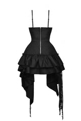 Black Sleeveless Multi-Layered Irregular Frilly Zippered Women's Gothic Evening Dress - Product - 13