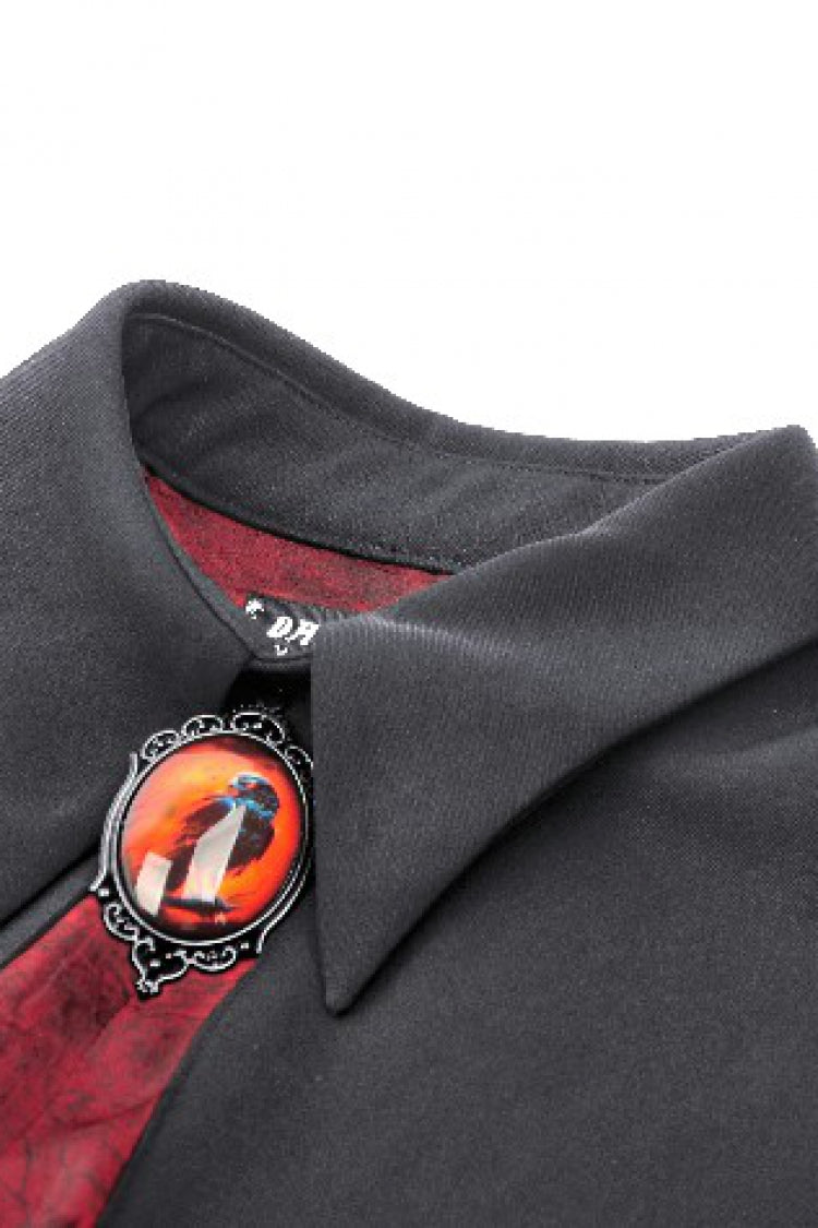 Black/Red Bat Collar Diamond Bat-Shaped Women's Gothic Capelet - Product - 20