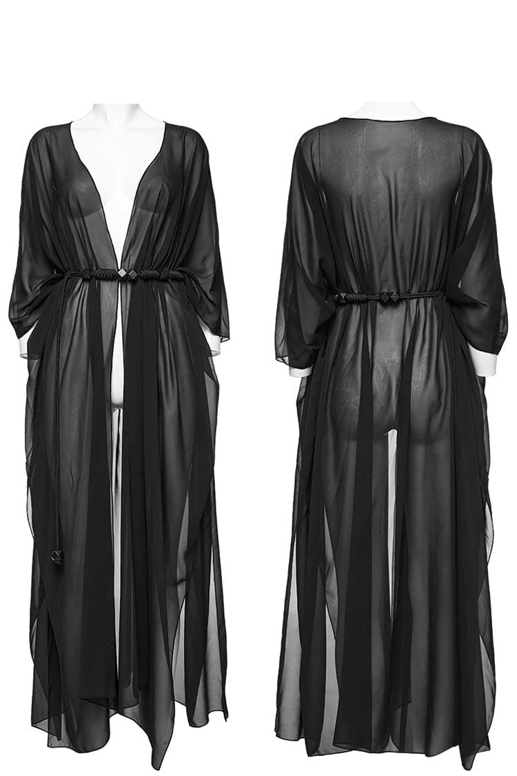 Translucent Loose Ruffle Braided Rope Belt Womens Elegant Gothic Shawl 3 Colors - Product - 5