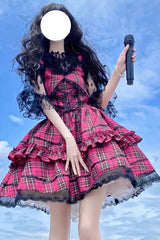 Red Sleeveless Multi-layer Ruffle Bowknot Gothic Lolita Jsk Dress - Product - 4