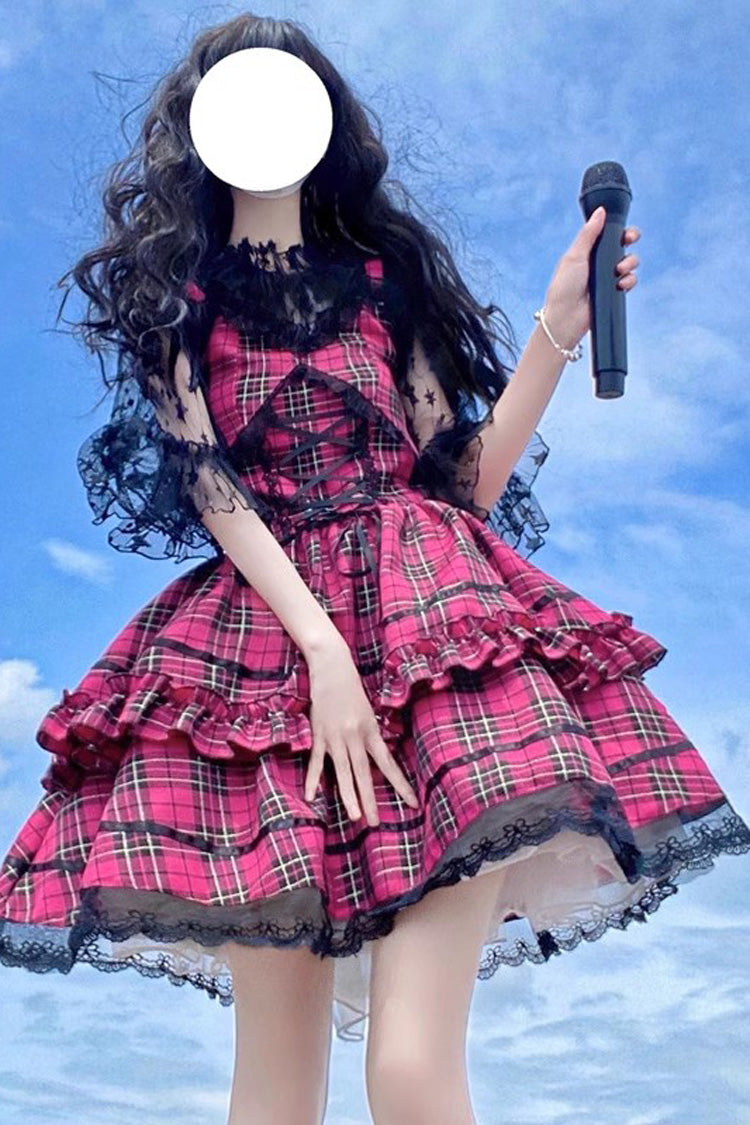 Red Sleeveless Multi-layer Ruffle Bowknot Gothic Lolita Jsk Dress - Product - 4
