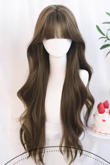 Long Wavy Daily Sweet Lolita Wig with Light Airy Bangs 5 Colors - Hazelnut-Ash-Brown - 4