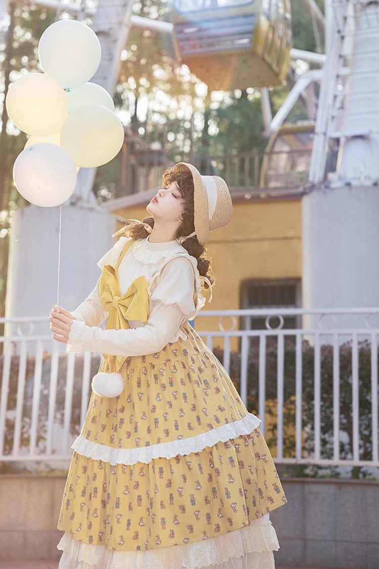 Ivory Round Collar Long Sleeves Ruffle Sweet Lolita Dress - Product - 7