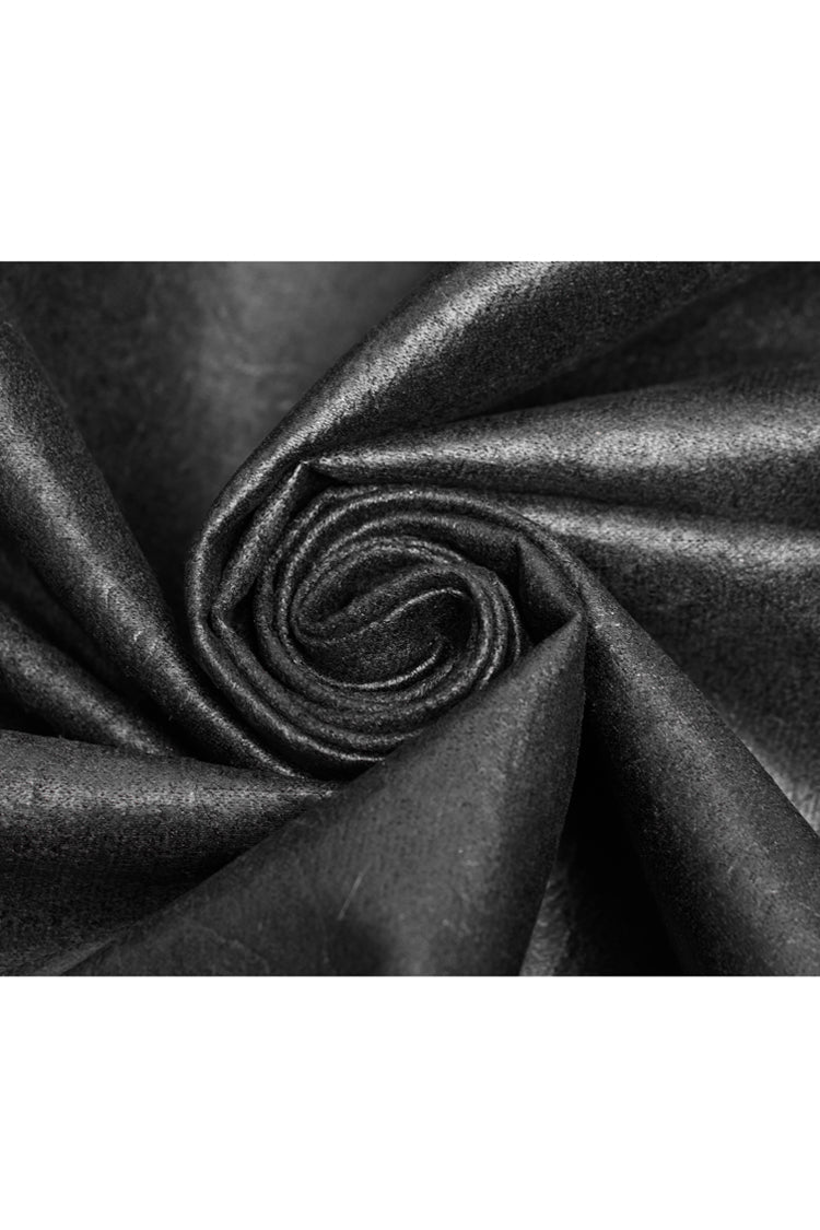 Black Long Sleeve Stand Up Collar Front Metal Decoration Paisley Pattern Embossed Velvet Men's Gothic Coat With Cloak - Product - 8