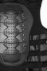 Black Stitching Mesh Rivet Buckle Men's Punk Vest - Product - 7