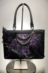 Maze Butterfly Print Gothic Lolita Shoulder Itabag 3 Colors - Black/Purple - 2