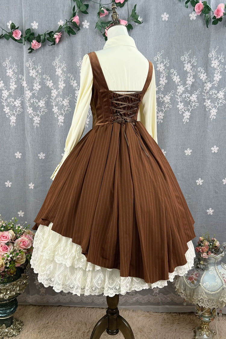 [Dreamlike Realm] Sleeveless Printed Ruffled Embroidered Bustier Elegant Sweet Lolita Jsk Dress 4 Colors - Product - 22
