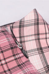 Pink Rock Heart Plaid Double-Layered Ruffled Women's Lolita Mini Skirt with Lace Hem - Product - 13