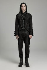 Black Bat Collar Ruffle Men's Swallow-tailed Gothic Coat - Product - 4