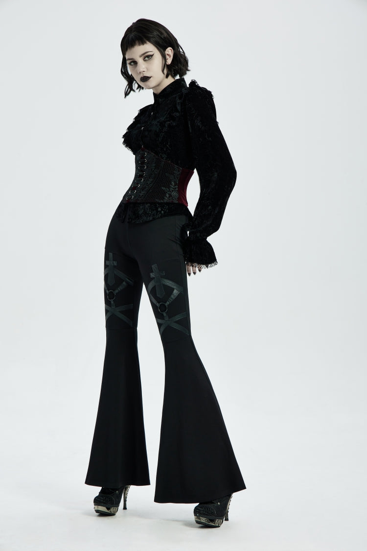 Red Jacquard Lace-Up Slim Women's Corset - Product - 1