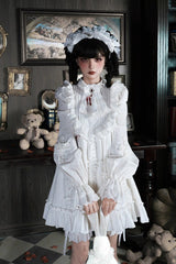 White [Cross Doll] Long Hime Sleeves Ruffle Lace Gothic Lolita Dress Set 2 Versions - Product - 15