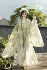 Green [Silent Spring Mountains] Song Dynasty Ruffle Elaborate Embroidery Sweet Chinese Style Hanfu Dress Full Set - Product - 7