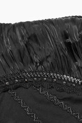 Black Stand Collar Ruched Stitching Lace Mens Gothic Blouse with Scarf - Product - 8