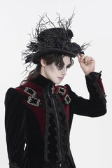 Black Men's Gothic Rose Leaf Branch Hat - Product - 2