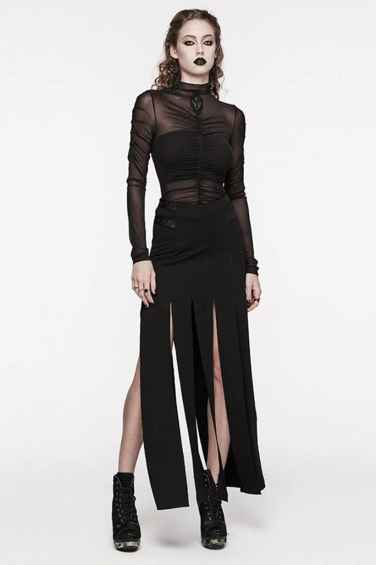 Black Flowing Tassel Women's Punk Skirt - Product - 4