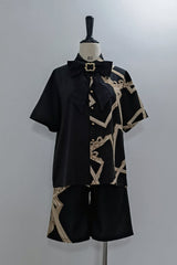 Black [Dream Void Mirror] Print Ouji Fashion Prince Handsome Lolita Shorts - Product - 2
