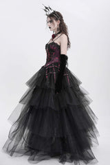 Red Sleeveless Embroidery Lace Chain Women's Gothic Vest - Product - 5