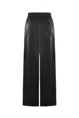 Black Leather Women's Punk Buckled Side Slit Irregular Hem Skirt - Product - 13