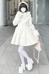 Snow Plush and Thickened Long Sleeves Bowknot Sweet Lolita Coat 2 Colors - Product - 6