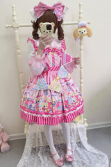 [Bunny Pastry Chef] Print Bowknot Gothic Japanese Lolita Jsk Dress 3 Colors - Product - 13