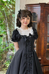 Black Annie's Gift Short Sleeves Bowknot Sweet Lolita Dress (Plus Size Support) - Product - 6