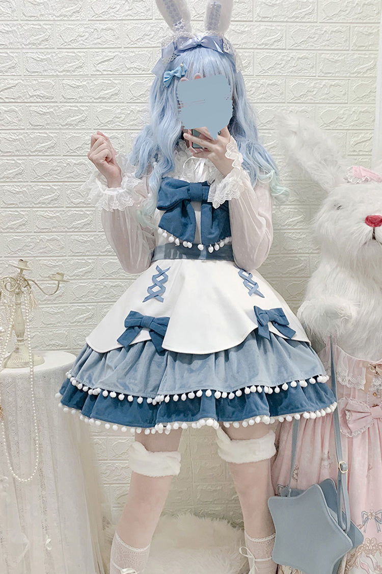 Multicolor Confession Function Series Bowknot Woolen Sweet Lolita JSK Dress 5 Colors - Product - 2