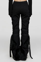 Black Eyelet Stitching Metal Mesh Women's Steampunk Fluffy Pants - Product - 3