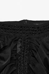 Black Short Sleeves Ruffle Stitching Lace Women's Gothic Layered Ball Gown Dress - Product - 5