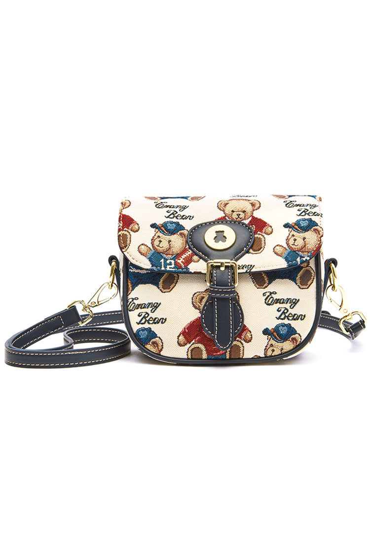 Cartoon Bear Print Sweet Lolita Crossbody Bag 3 Colors - Blue/White - 3