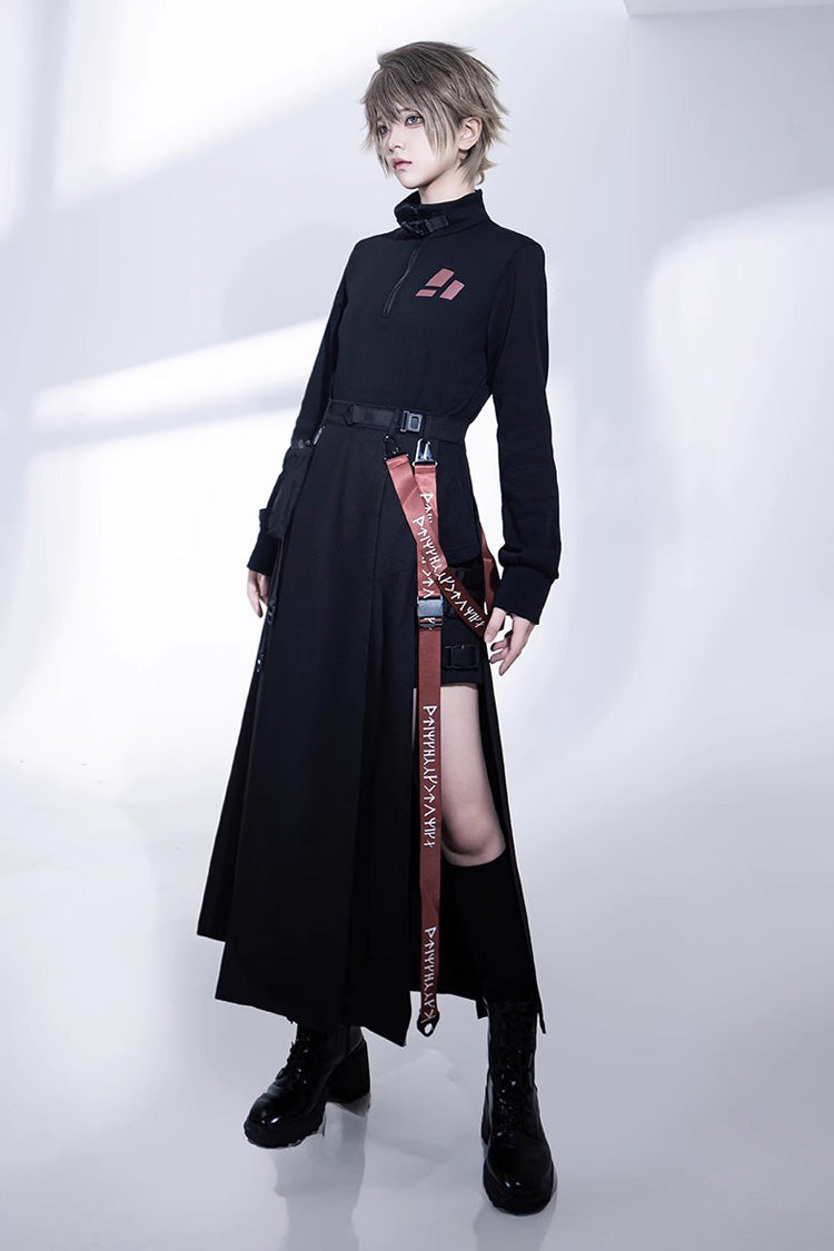 Black Unmarked Blade Gothic Handsome Ouji Lolita SK Skirt - Product - 5